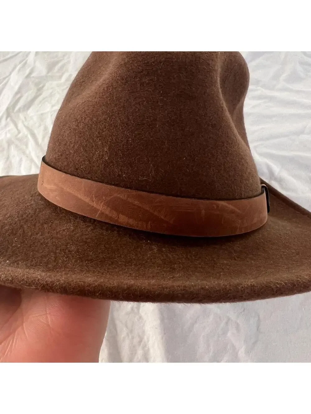 vintage Orvis wool fedora hat with leather band Size M